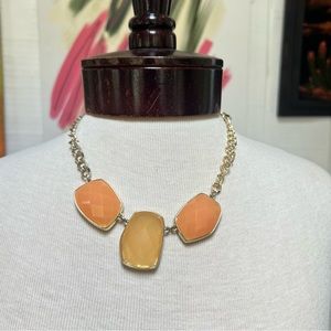 Gold tone chain w/ large acrylic crystal pendants Baskin Bros statement necklace
